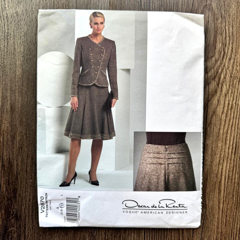 Vintage Y2K Vogue 2870 Sewing Pattern XXS-XS Oscar De La Renta Suit COMPLETE